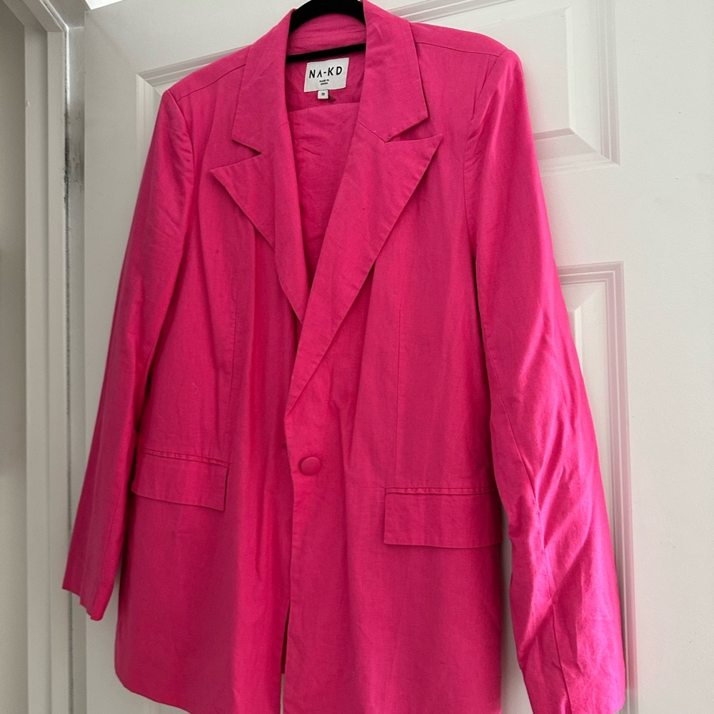 NA-KD PINK LINEN BLAZER